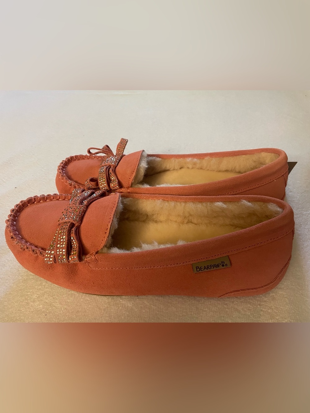 New Bearpaw Suede Women’s Cynthia Sheepskin Moccasin Shell Pink Women’s 11